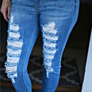 Wax Jeans Skinny Distressed Jeans